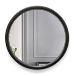Зеркало круглое в деревянной раме черной М-319 (D64,4 см)- фото