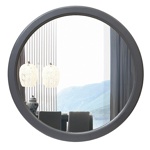 Зеркало круглое в деревянной раме графитной М-320 (D64,4 см)- фото