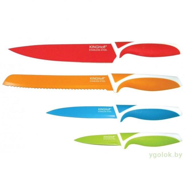 Ножи KINGHoff  KH-5168  4 пр с антиналипающим покрытием цветные