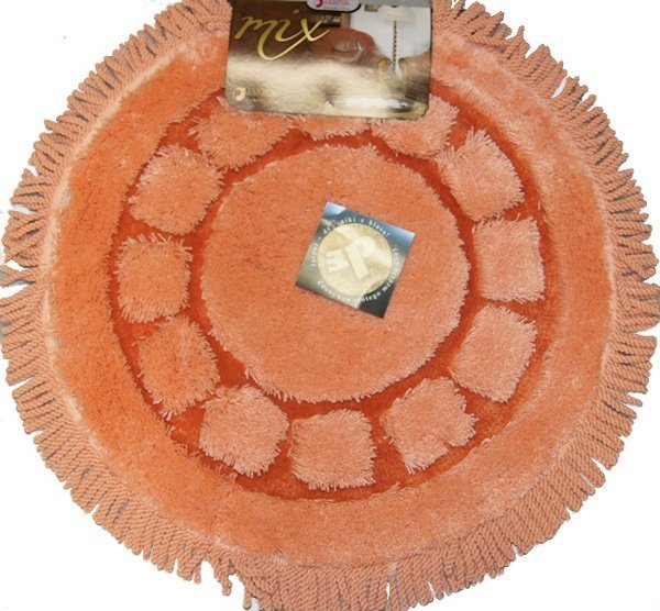 Коврик круг d 70 cм с вырезом под унитаз персиковый