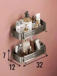 Полка прямая 2-х этажная самоклеющаяся для ванной серая (5335-2GR)- фото6