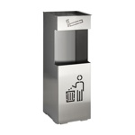 Урна с пепельницей 24 литра из нержавещей стали, цвет САТИН САНАКС, 2025																		- фото