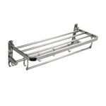 Полка для полотенец  с крючками складная хромированная САНАКС 1056 - фото