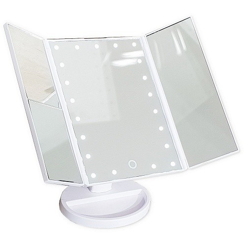 Зеркало косметическое настольное БЕЛОЕ со светодиодной подсветкой, сенсорное САНАКС 75271