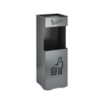 Урна с пепельницей 24 литра, металлическая, цвет СЕРЫЙ САНАКС, 2026																						- фото