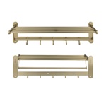 GFmark Полка для полотенца складная с крючками, нержавейка матовое золото, 60 см, 1040-MG- фото2