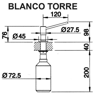Диспенсер для моющего средства BLANCO TORRE (нержавеющая сталь) хром 512594 - фото2