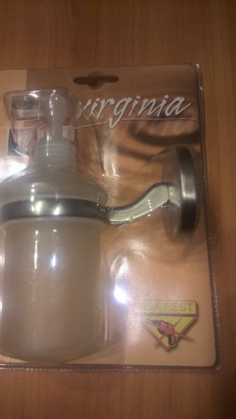 Дозатор к стене стеклянный матовый Bisk серия Virginia с пластиковым носиком - фото