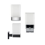 Стакан стеклянный с креплением к стене на квадратном основании, цвет ХРОМ 84005								- фото4