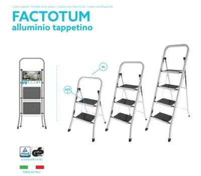 Стремянка Colombo Factotum 4 Alluminio G110AT4W (4 ступени) алюминиевая - фото