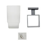 Стакан стеклянный с креплением к стене на квадратном основании, цвет ХРОМ 84005								- фото3