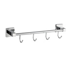 Вешалка с четырьмя крючками GFmark на квадратном основании, цвет ХРОМ 84205- фото