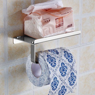Держатель туалетной бумаги из алюминия с полочкой и стеклянным вкладышем GFmark 79910 - фото3