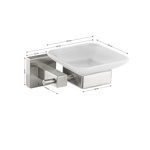 Мыльница стеклянная с квадратным основанием из нержавеющей стали GFmark 87004- фото2