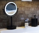 Зеркало косметическое WasserKRAFT K-1005 Black с подсветкой- фото3