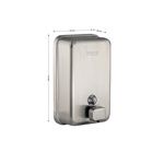 Дозатор для жидкого мыла 1000 мл настенный прямоугольный корпус с глазком, BRIMIX 616K нержавеющая сталь, сатин- фото2