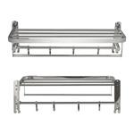 Полка для полотенец  с крючками складная хромированная САНАКС 1056 - фото3