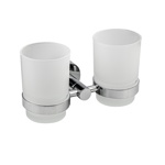 Стакан стеклянный двойной с креплением к стене на круглом основании, цвет ХРОМ GFmark 79160- фото