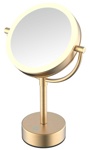 Зеркало косметическое настольное с подсветкой JAVA S-ML221LB золото мат.- фото