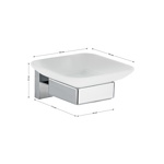 Мыльница стеклянная с креплением к стене на квадратном основании, цвет ХРОМ 84004								- фото2