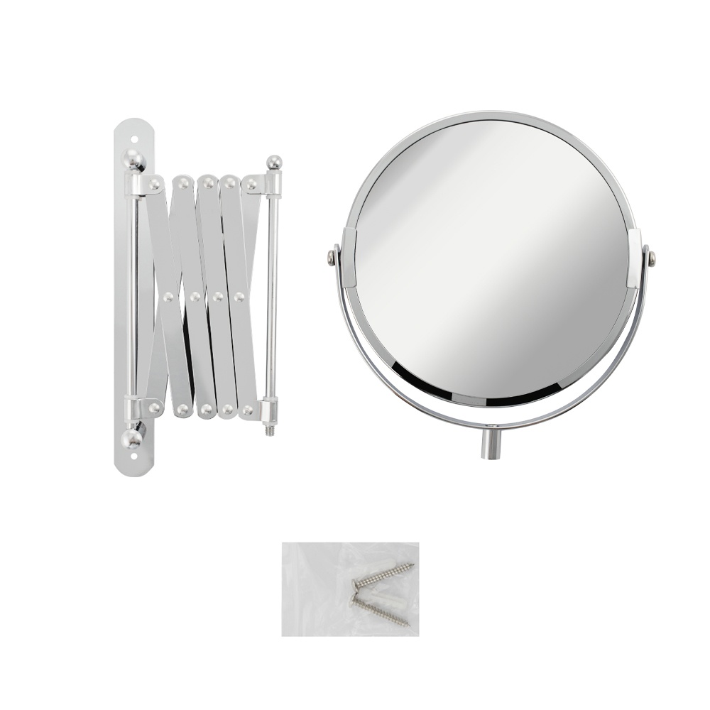 Зеркало косметическое настенное большое, гармошка, нержавейка хромированная САНАКС 75269-1- фото4