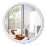 Зеркало круглое в деревянной раме белой М-299 (D64,4 см)- фото