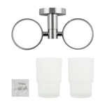 Стакан стеклянный двойной с креплением к стене на круглом основании, цвет ХРОМ GFmark 79160- фото2