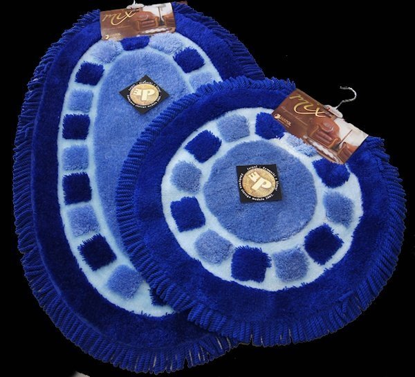 Комплект ковриков цвет синий с голубым - фото