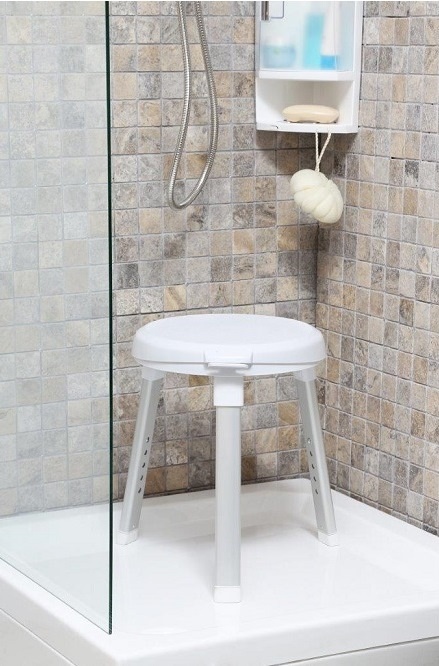 Табурет для ванной Primanova с поворотным сиденьем (на 360 градусов), белый M-KV27-01 - фото