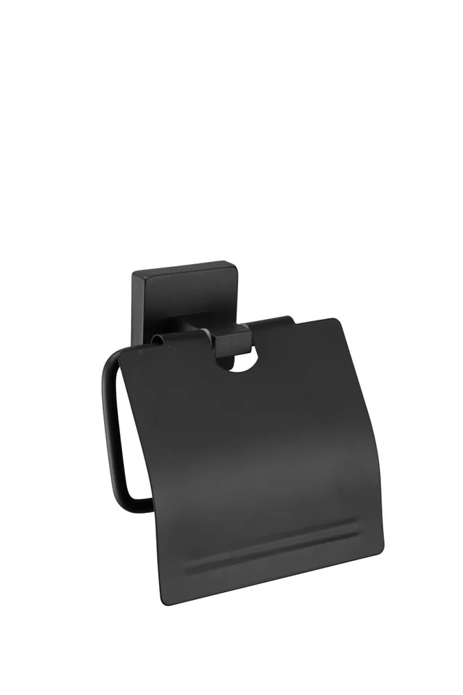Держатель туалетной бумаги с крышкой  Rainbowl Cube черный (2742-BP)