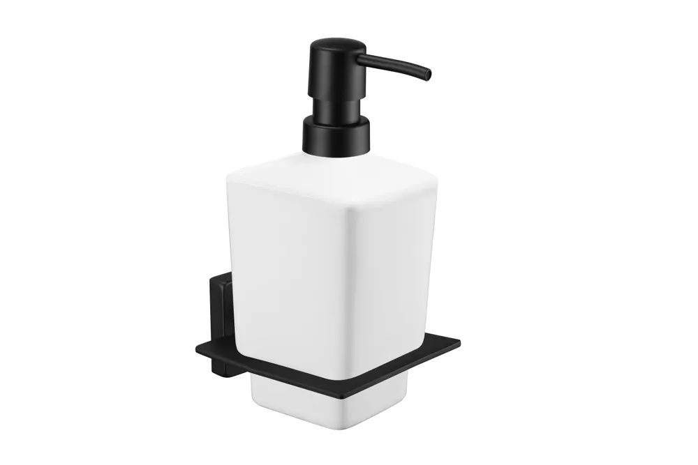 Дозатор жидкого мыла к стене керамика черный Rainbowl Cube (2788-5BP)