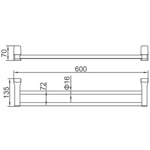 Держатель для полотенца прямой двойной графит Ledeme L30309U- фото2