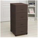 Комод ПЛЕТЕННЫЙ  4-х секционный коричневый- фото2