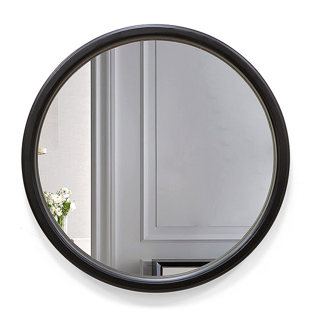 Зеркало круглое в деревянной раме черной М-319 (D64,4 см) - фото
